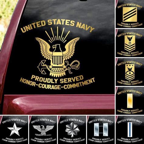 Us Navy Proudly Served Custom Military Rank Decal Stickerts For