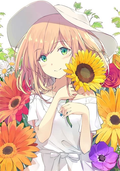 Download Wallpaper 950x1534 Cute Anime Girl Flowers Iphone 950x1534