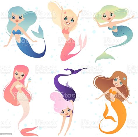 Mermaid Cartoon Underwater Life Character Mermaid Princess In Action