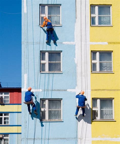 House Painters Paint The Facade Of Building Sponsored Painters