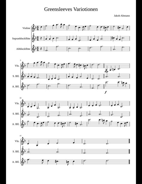 English folk song greensleeves violin sheet music. Greensleeves sheet music for Violin, Recorder download free in PDF or MIDI