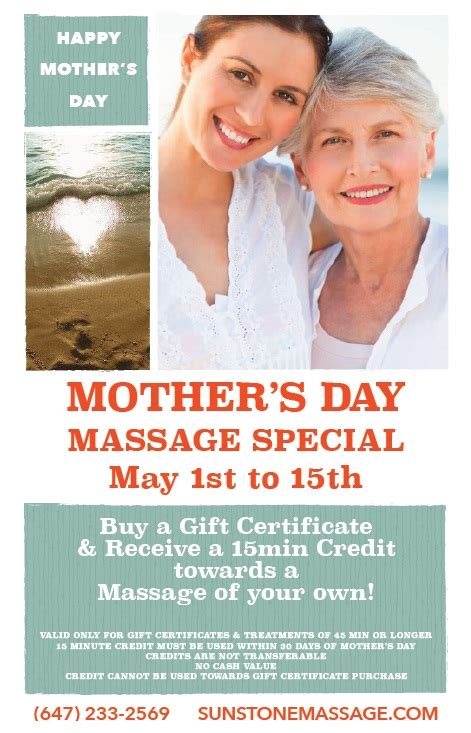 mother s day massage special may 1st to 15th sunstone registered massage therapy vaughan