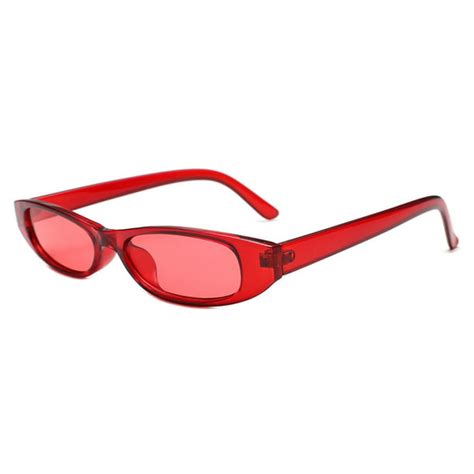 Metermall Vintage Rectangle Sunglasses Women Small Frame Sun Glasses Retro Skinny Eyewear