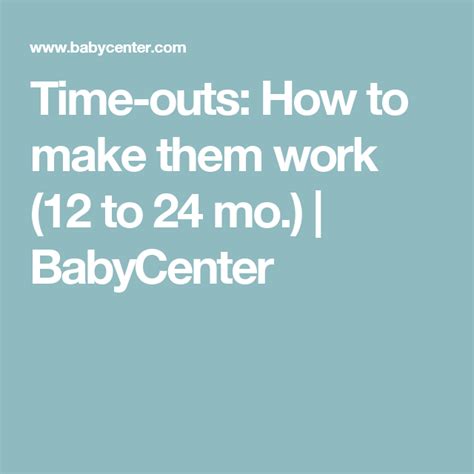 Time Outs How To Make Them Work 12 To 24 Mo Babycenter Baby