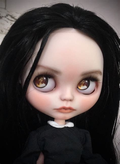 wednesday addams blythe custom doll black hair etsy