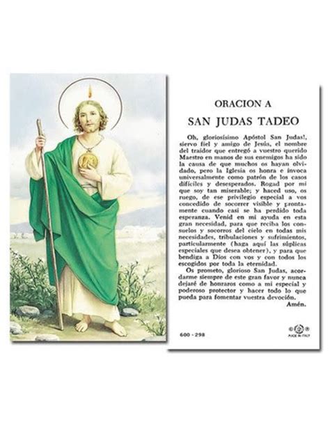Oracion A San Judas Tadeo St Jude Holy Card Queen Of Angels