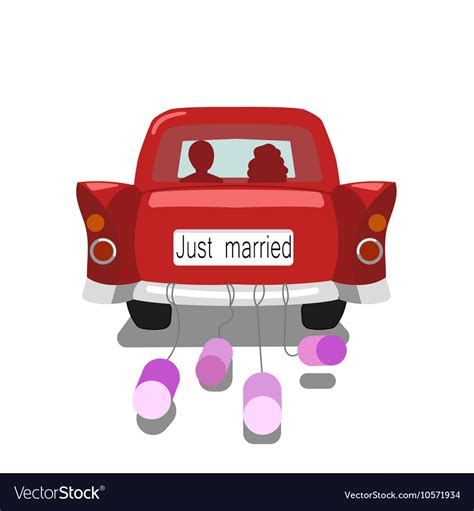 Wedding Car Just Married Cartoon Royalty Free Vector Image