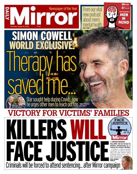 Daily Mirror Front Page 31st Of August 2023 Tomorrow S Papers Today