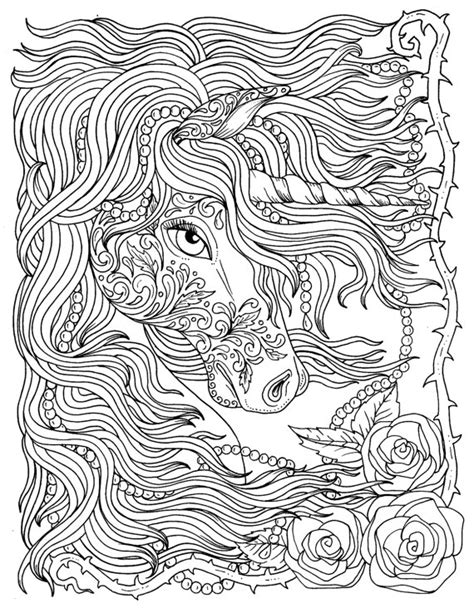 Print unicorn coloring pages for free and color our unicorn coloring! Unicorn and Pearls Fantasy Coloring Page Adult Coloring