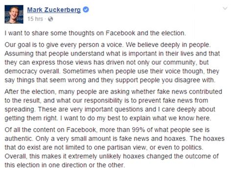Mark Zuckerberg Denies Fake News On Facebook Swung The Election For Donald Trump Daily Mail Online