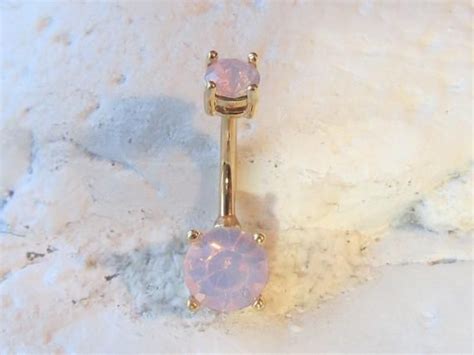 Golden Rose Water Opal Surgical Steel Navel Belly Etsy Belly Button