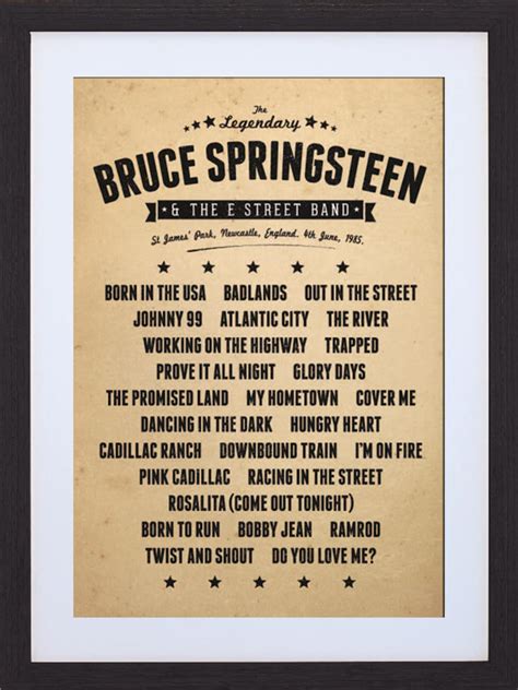 Bruce Springsteen Concert Setlist Digital File Printable Etsy