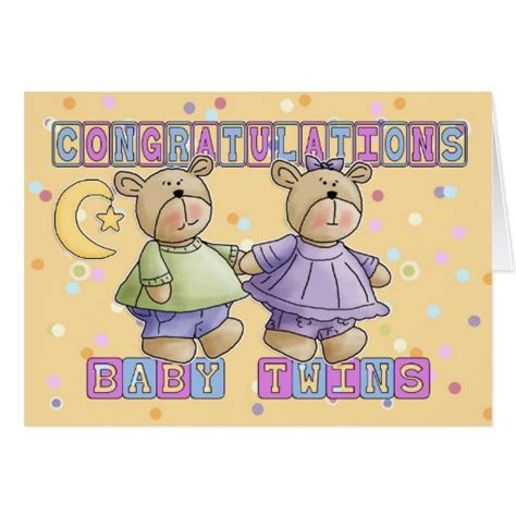 New Baby Twins Congratulations Card Zazzle