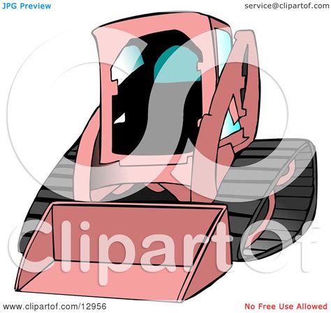 Girly Pink Bobcat Skid Steer Loader With Blue Window Tint Clipart