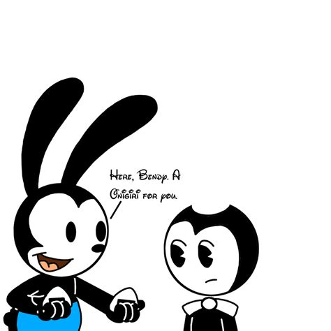 Oswald Giving A Onigiri To Bendy By Marcospower1996 On Deviantart