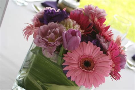Floral Centerpieces Gerber Daisys In Pink And Purple Lith Flickr
