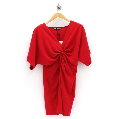 Girl In Mind Knot Front Red Dress Womens From Pilot Uk