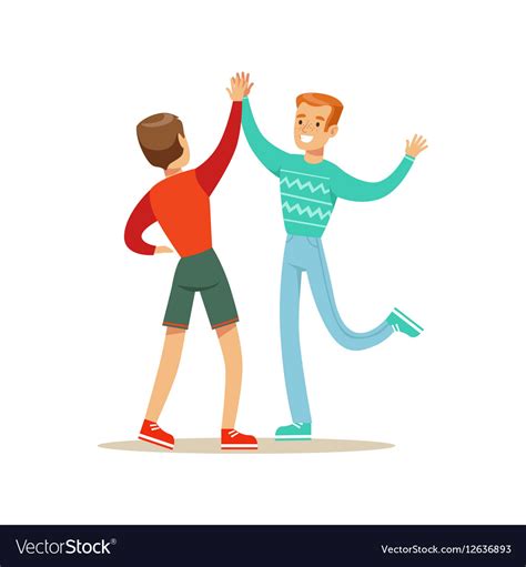Happy Best Friends Giving Each Other High Five Vector Image