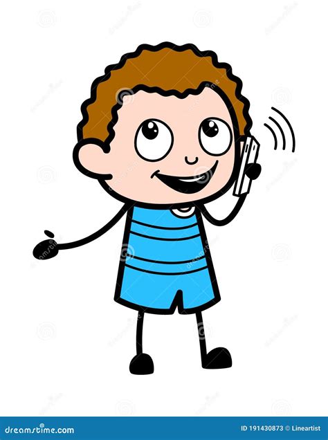 Cartoon Kid Talking On Cell Phone Stock Illustration Illustration Of