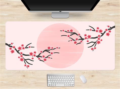 Cherry Blossom Desk Mat Sakura Mousepad Japanese Flower Tree Etsy In
