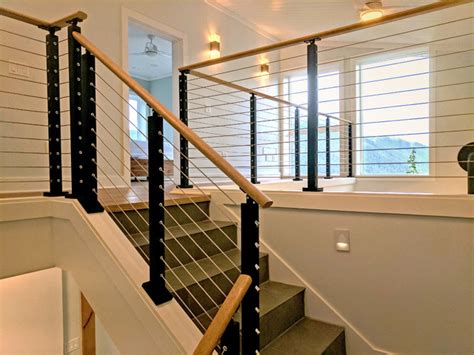 Multilevel Stairway With Cable Rail Contemporary Staircase Other