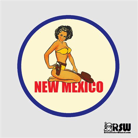S State Pinup Kneeling Cow Girl New Mexico Sticker X Etsy
