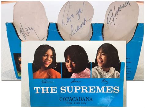 Signed The Supremes Table Promotional Card From Debut Engagement At