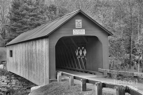 Fall Foliage Around The Green River Covered Bridge Black And White