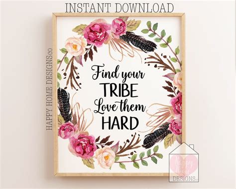 Find Your Tribe Love Them Hard Printable Tribe Print Etsy Uk