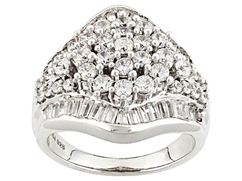 Bella Luce 384ctw Diamond Simulant Rhodium Over Sterling Silver Ring