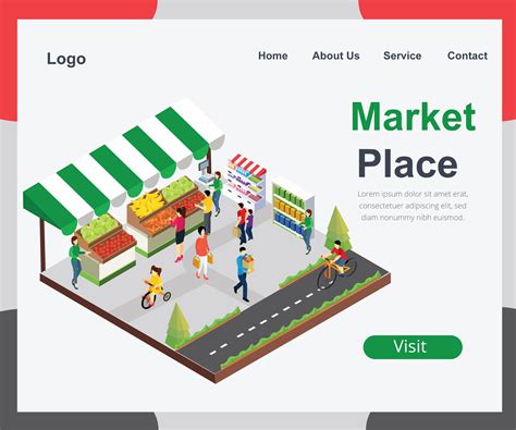 Local Market Place Of Vegetable Isometric Artwork Concept 517599 Vector