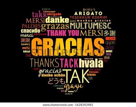 Gracias Thank You In Spanish Love Heart Word Cloud In Different