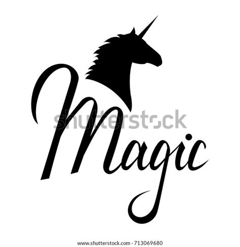 Unicorn Head Silhouette Text Inspirational Illustration Stock Vector