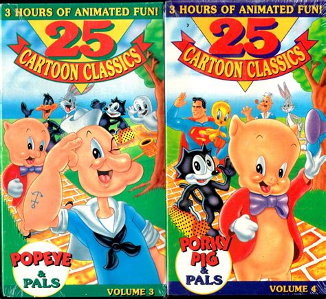 2 vhs tapes 50 cartoon classics vol 3 vol 4 6 hours of vintage animations