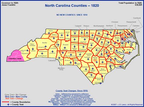 North Carolina In The 1800s The Counties As Of 1820