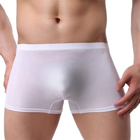 Men Ice Silk Low Rise Boxer Briefs Seamless Underwear Breathable Underpants Mens Clothing Mens