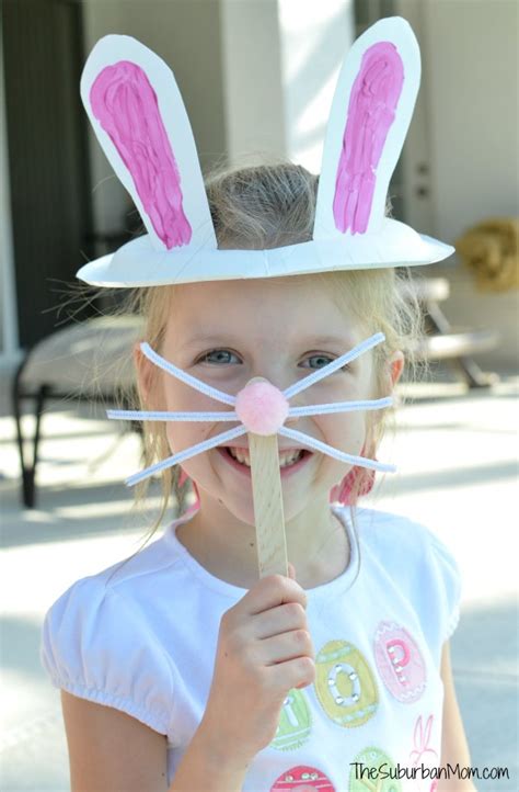 Make a paper plate easter bunny with two small paper plates, cotton balls, and wiggly eyes. Paper Plate Easter Bunny Ears
