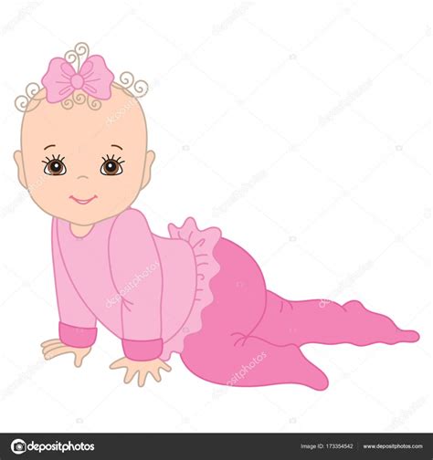 Vector Cute Baby Girl Crawling Stock Vector Image By ©marlenes9 173354542