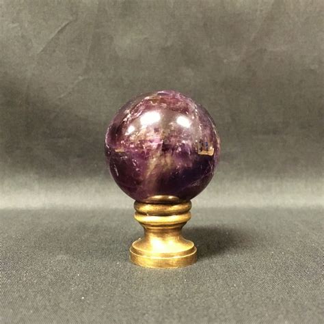 Lamp Finial Purple Rock Quartz Crystal Sphere In Ab Pb Or Ch Finish