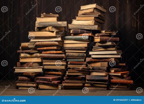 Stack Of Worn Books In Ascending Size Order Stock Image Image Of