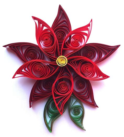 Paper Spiral Quilled Poinsettia Flower Ornament