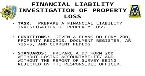 Financial Liability Investigation Of Property Loss Task Prepare A
