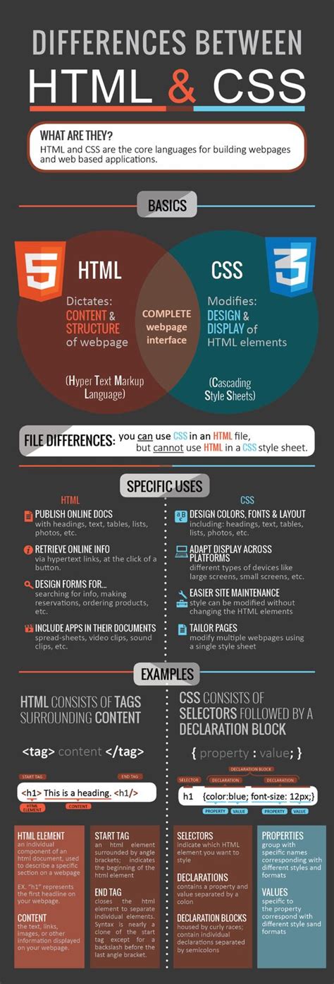 The Difference Between Html And Css Infographic Visualistan