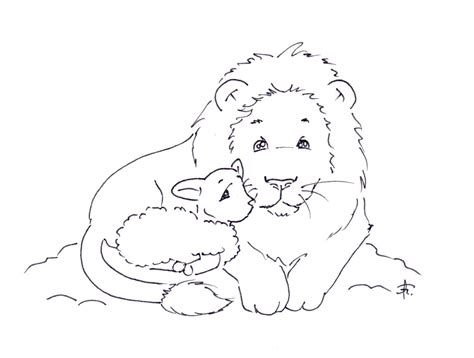 Lion Lamb Coloring Page