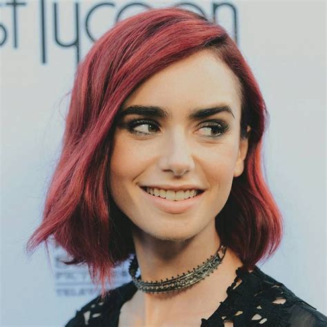 Lily Collins Lilycollins Lilly Collins Red Hair Lily Collins Pink Hair