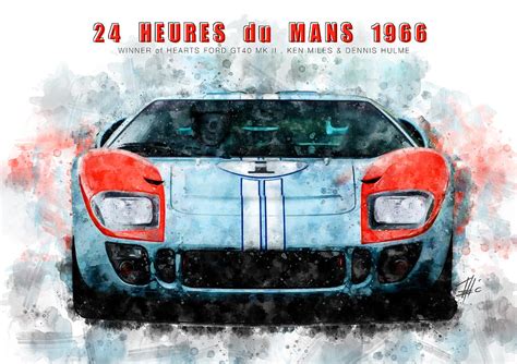 Ford Gt40 Mkii Le Mans 1966 Miles Hulme Painting By Theodor Decker