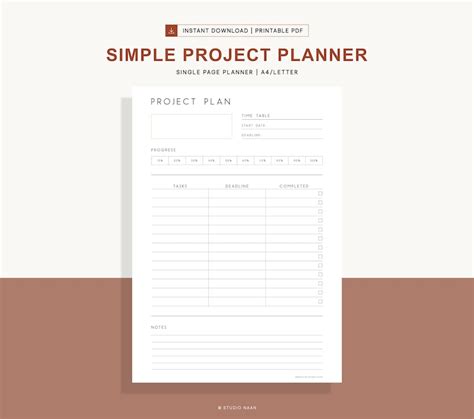 Project Management Template Printable Project Planner Template Etsy