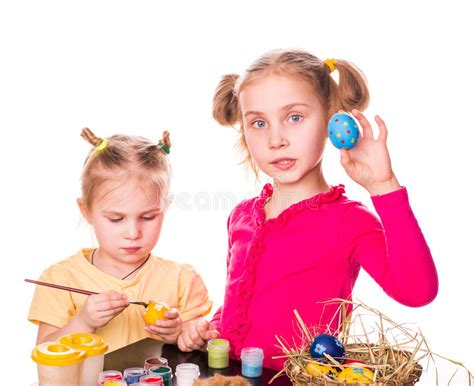 Two Kids Painting Easter Eggs Stock Photo Image Of Cute Artist 23387710