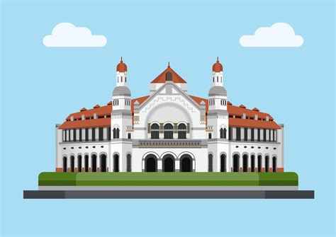 Lawang Sewu Is Historical Building In Semarang Indonesia Illustration
