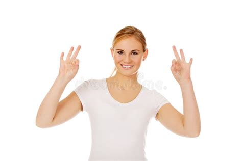 Teenage Woman Showing Two Ok Signs Stock Photos Free And Royalty Free